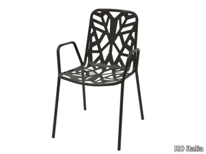 FANCY LEAF 2 - Stackable perforated metal garden chair with armrests _ RD Italia