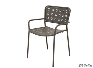 POP 2 - Stackable galvanized steel garden chair with armrests _ RD Italia