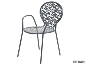 ROTONDA 2 - Stackable galvanized steel garden chair with armrests _ RD Italia