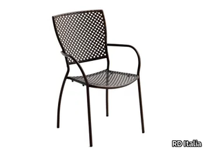 QUEEN 1 - Stackable galvanized steel garden chair with armrests _ RD Italia