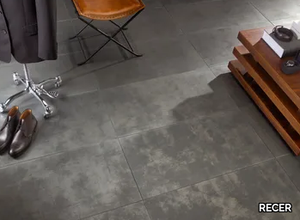 METAL TRACK - Porcelain stoneware flooring with metal effect _ RECER