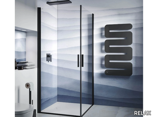 LIGHT AB + AB - Corner glass and aluminium shower cabin with hinged door _ RELAX