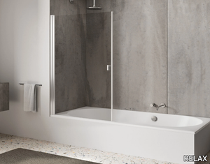 LIGHT VP2 - Glass and aluminium bathtub wall panel with hinged doors _ RELAX