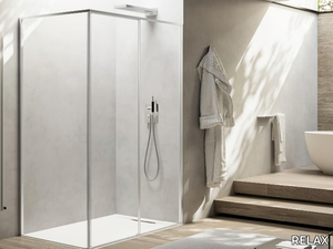 CALAMO SF+F - Corner tempered glass shower cabin with sliding door _ RELAX