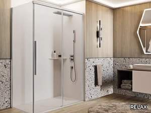 EVOX SF+F - Corner crystal shower cabin with sliding door _ RELAX