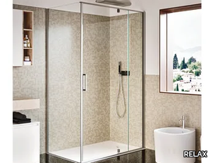 KUBIK PA+F - Corner crystal shower cabin with pivot door _ RELAX