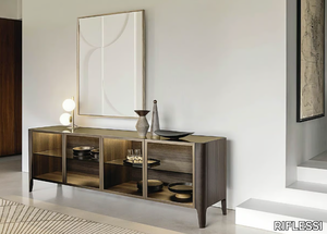 CROSS - Wood and glass sideboard with doors _ RIFLESSI