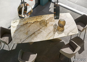 LIVING - Fixed table with natural stone top _ RIFLESSI