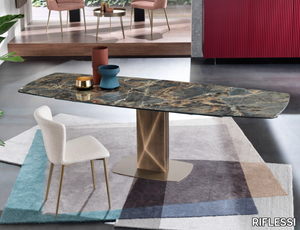 SABINO - Fixed or extending table with ceramic or wooden top _ RIFLESSI