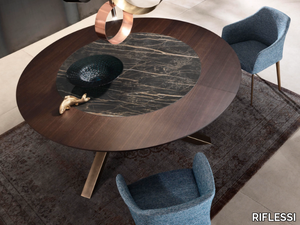 SHANGAI - Fixed table with wooden top and ceramic insert _ RIFLESSI