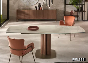 TOWER - Fixed and extending table with ceramic or wooden top _ RIFLESSI