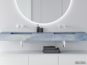 BLUE MACAUBA C2 - Wall-mounted double washbasin with integrated countertop _ RILUXA