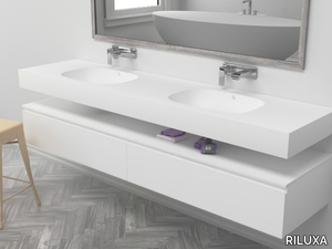 PEACE - Wall-mounted double oval Corian® washbasin _ RILUXA