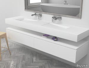 CANADA - Wall-mounted double rectangular Corian® washbasin _ RILUXA