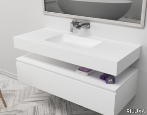 TORONTO - Wall-mounted single rectangular Corian® washbasin _ RILUXA