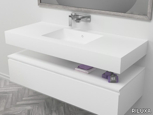 ENERGY - Wall-mounted single rectangular Corian® washbasin _ RILUXA