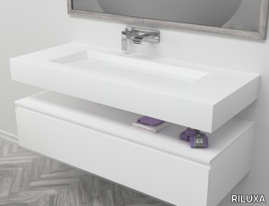 GEORGIA - Wall-mounted single rectangular Corian® washbasin _ RILUXA