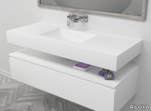 REFRESH - Wall-mounted single rectangular Corian® washbasin _ RILUXA