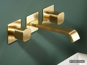 TAORMINA - 3 hole wall-mounted brass washbasin tap with individual rosettes _ RITMONIO