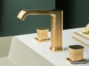 TAORMINA - 3 hole countertop brass washbasin tap with individual rosettes _ RITMONIO