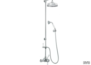 FLAMANT BUTLER - Wall-mounted brass shower panel with overhead shower _ RVB