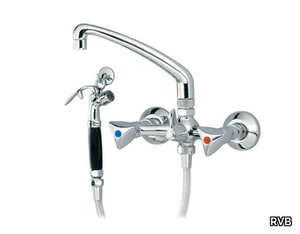 MEDICO - 2 hole wall-mounted washbasin mixer with spray _ RVB