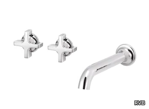 TIMES - 3 hole wall-mounted chromed brass washbasin tap _ RVB