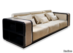 TANK - 3 seater nabuk sofa with wooden bookcase _ Radice
