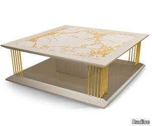 FOLLOT BIG - Square wooden coffee table with Calacatta marble top _ Radice