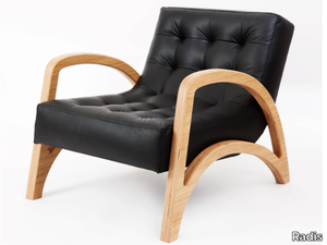 OSLO - Leather easy chair with armrests _ Radis