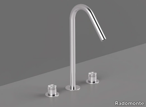 HIR25 - 3 hole countertop steel washbasin mixer _ Radomonte