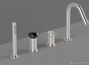 MIR16 - Deck mounted steel bathtub tap with diverter with hand shower _ Radomonte