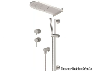 X STYLE INOX - Stainless steel shower set with overhead shower _ Remer Rubinetterie