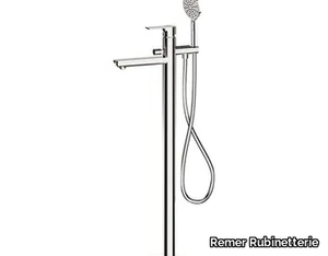 ENERGY - Floor standing chromed brass bathtub mixer with hand shower _ Remer Rubinetterie