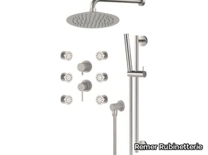 X STYLE INOX - Stainless steel shower set with overhead shower _ Remer Rubinetterie