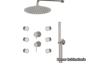 X STYLE INOX - Stainless steel shower set with overhead shower _ Remer Rubinetterie