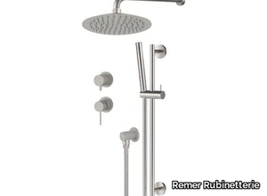 X STYLE INOX - Stainless steel shower set with overhead shower _ Remer Rubinetterie