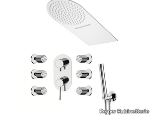 MINIMAL - Stainless steel shower mixer with overhead shower _ Remer Rubinetterie