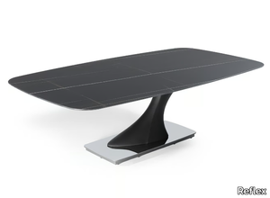 ARCHIMEDE - Extending rectangular Marble glass dining table _ Reflex