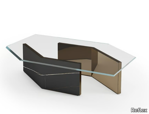 CUBITUM 40 - Hexagonal glass coffee table _ Reflex