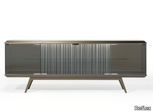 LONDON - Glass sideboard with doors with integrated lighting _ Reflex