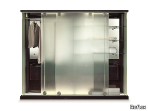 MEGALUX - Wood and glass wardrobe with sliding doors _ Reflex