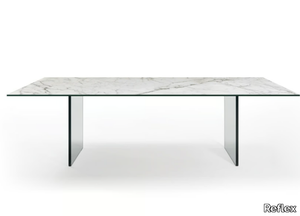 MONOLITE - Rectangular Marble glass dining table _ Reflex