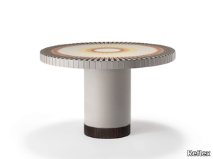 SUN 65 - Round wood and glass table _ Reflex