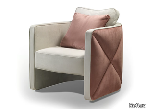 AURA - Upholstered leather armchair with armrests _ Reflex