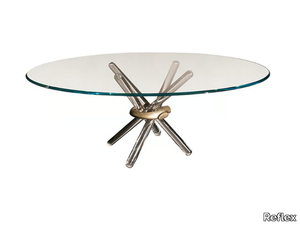 ARLEQUIN - Round glass dining table _ Reflex