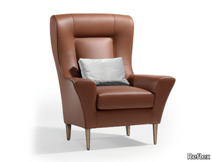 BERGERE - Bergere leather armchair with armrests _ Reflex