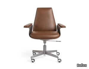 MINERVA LOW - Height-adjustable leather office chair with castors _ Reflex