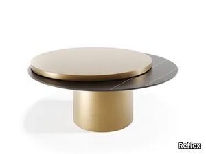 TAU 40 STEEL MOVE - Adjustable round wooden coffee table _ Reflex