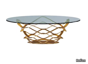 NEOLITICO - Round glass and iron coffee table _ Reflex